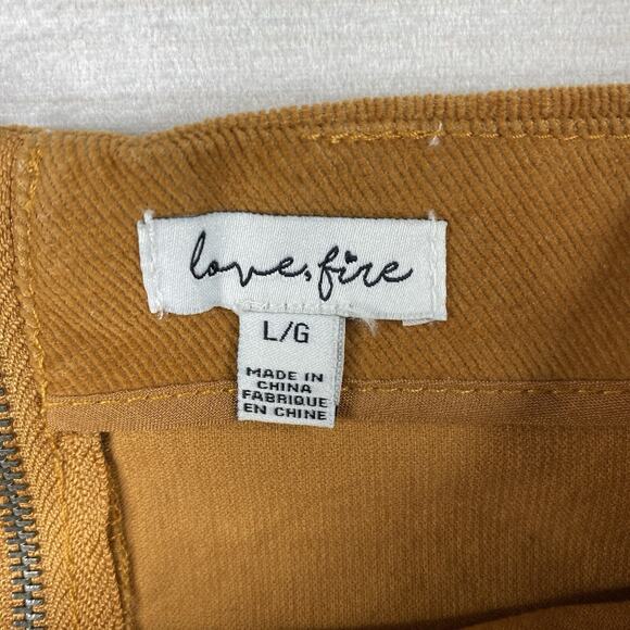 Love Fire Mini Skirt Juniors Size L Rust Orange Corduroy Stretch Back Zip NWT - Picture 7 of 12